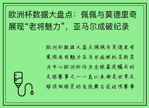 欧洲杯数据大盘点：佩佩与莫德里奇展现“老将魅力”，亚马尔成破纪录新星